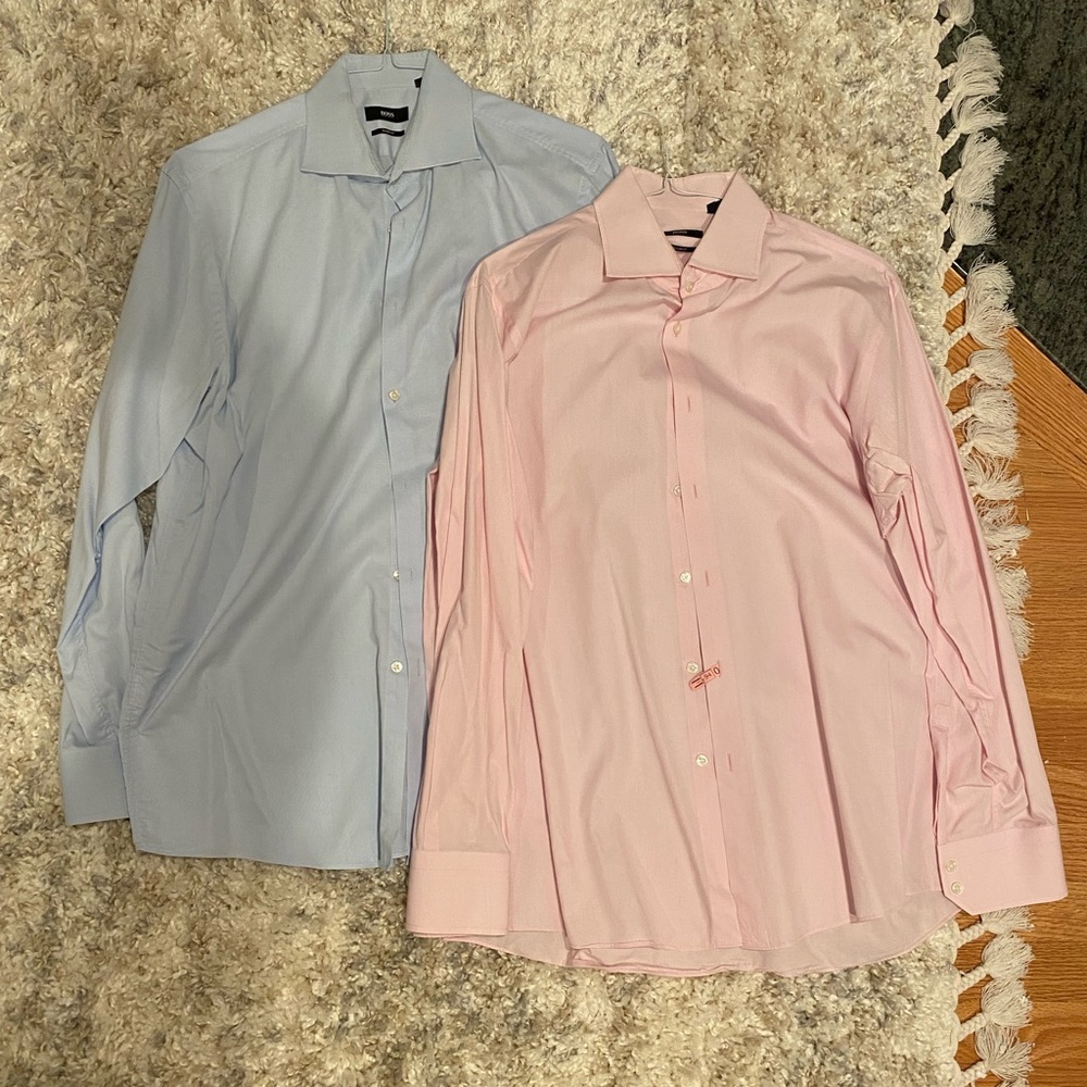 2 Men’s Hugo Boss Long Sleeve Button Down Shirts